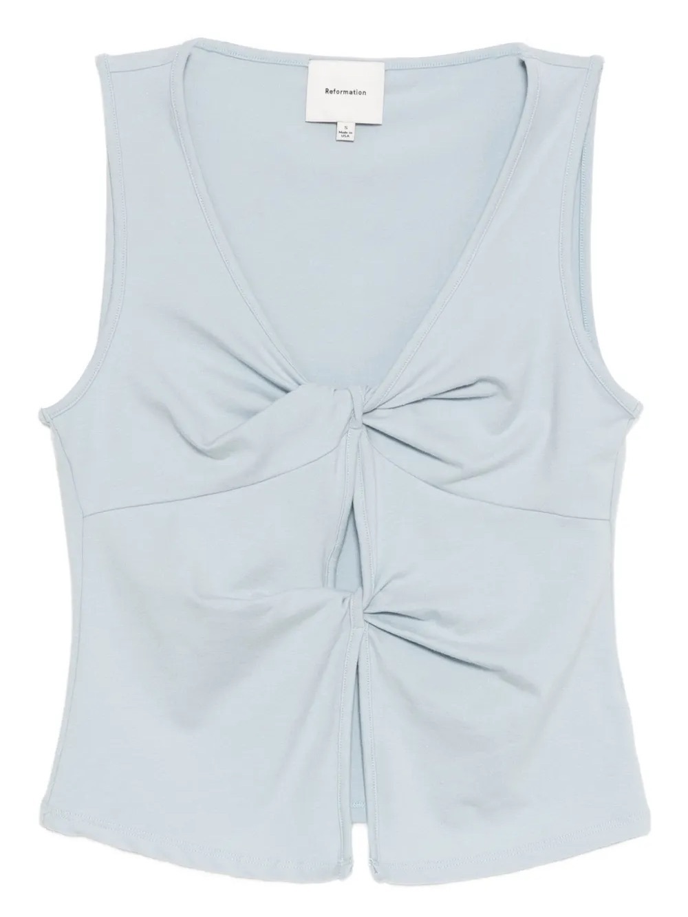 Reformation Pale Blue Knot-Front Sleeveless Tank
